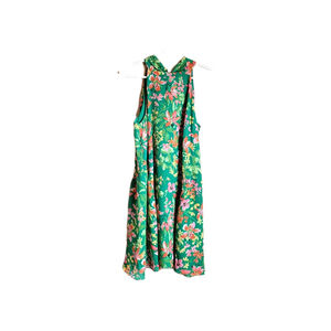 Vince Camuto Vibrant Green Floral Sleeveless Halter Midi Lined Dress Size 14 New